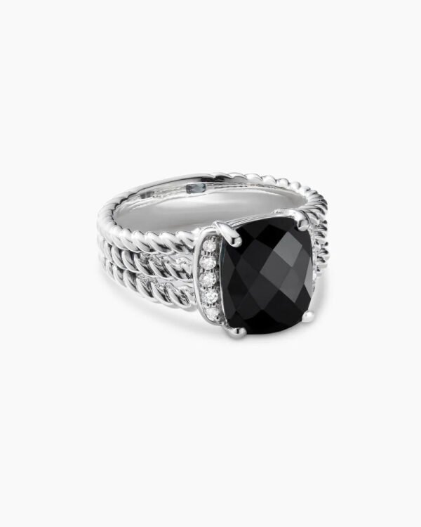 Petite Wheaton&reg; Sterling Silver with Black Onyx and Diamonds, 10mm