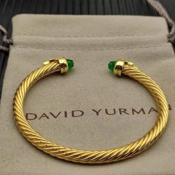 Cable Bracelet with Peridot & Diamond Accents  5mm