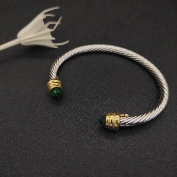 Classic Cable Bracelet Sterling Silver with Peridot and Diamonds, 5mm