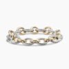 Oval Link Chain Bracelet Sterling Silver with 18K Yellow Gold, 12mm - 19cm
