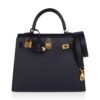 Kelly Sellier 25 Bag Black Epsom Gold Hardware New