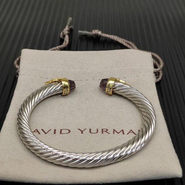 7mm Cable Bracelet with Amethyst & Diamond Accents ??Gold Cap