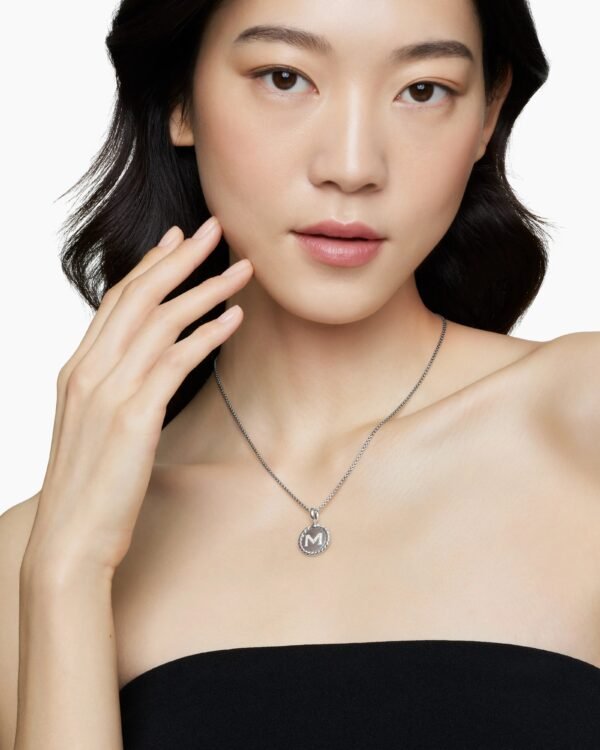 8A838875-77C5-AB88-CFE6-ED9EB57F554F.jpg Initial Charm Necklace Sterling Silver with Diamond M