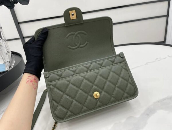 Chanel AS3653 22K Bag Dark Green For Women, Women&rsquo;s Bags 9.8in/25cm