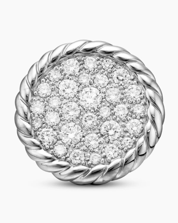 DY Elements&reg; Button Stud Earrings Sterling Silver with Diamonds,8.6mm