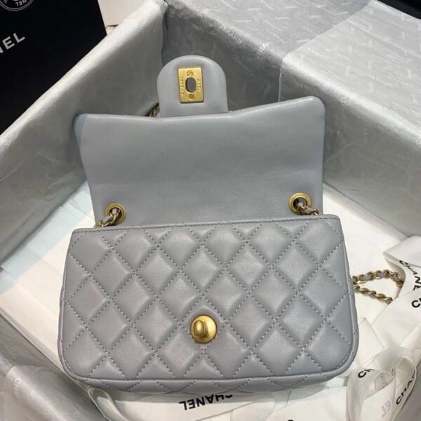 Chanel Flap Bag With CC Ball On Strap Grey For Women, Women&rsquo;s Handbags, Shoulder And Crossbody Bags 7.8in/20cm AS1787