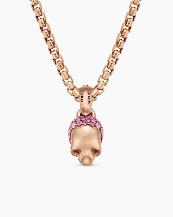 8C51408D-5C1A-5A35-A546-3D23B0CE77E4.jpg Skull Amulet Full Pavé Pink Sapphires and 18K Rose Gold, 14mm