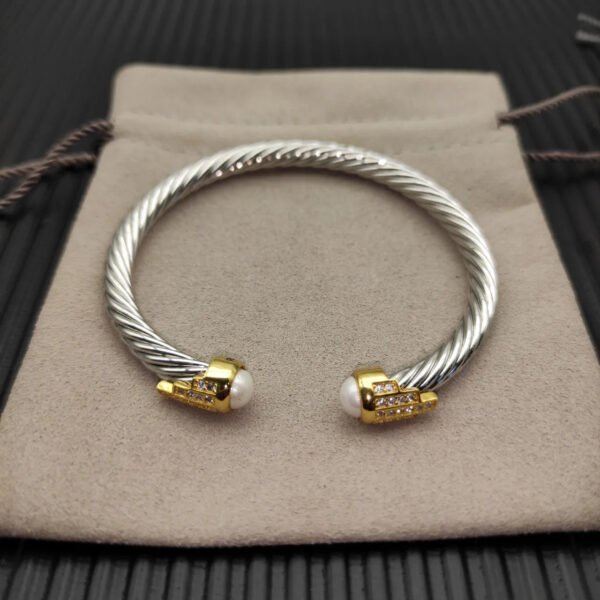 5mm Cable Bracelet with Pearl Pearls & Diamond Accents