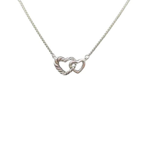 Cable Collectibles&reg; Interlocking Heart Necklace Sterling Silver, 16.4mm