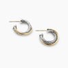 Crossover Hoop Earrings Sterling Silver with 18K Yellow Gold, 17mm