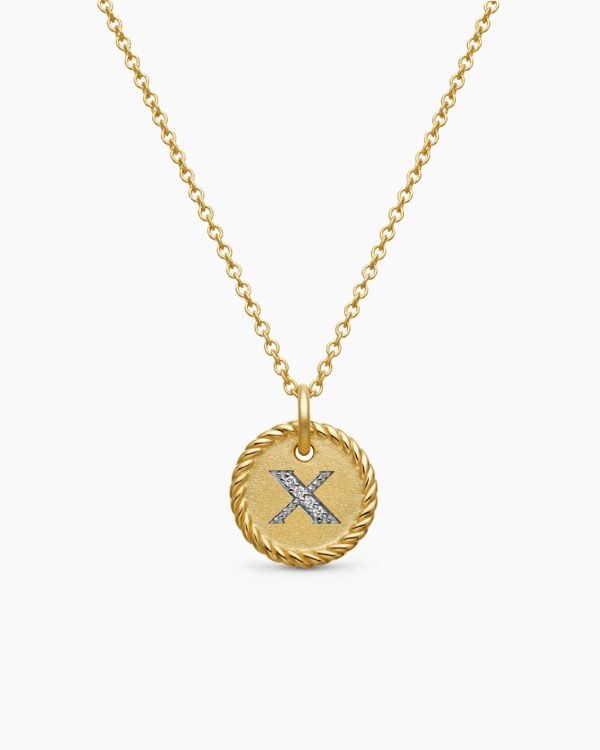 8D446307-FB7D-7914-BCB0-DB2A24E02F1E.jpg Initial Charm Necklace 18K Yellow Gold with Diamond X