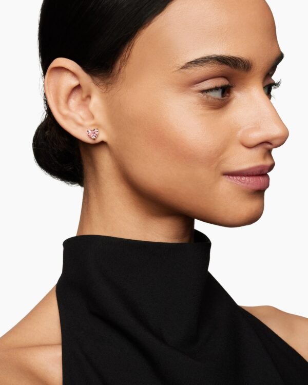 Chatelaine&reg; Heart Stud Earrings 18K Rose Gold with Morganite, 8mm