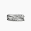8DAF5FE1-0C20-7FD7-A941-86572138D951.jpg X Crossover Band Ring Sterling Silver with Diamonds - 6
