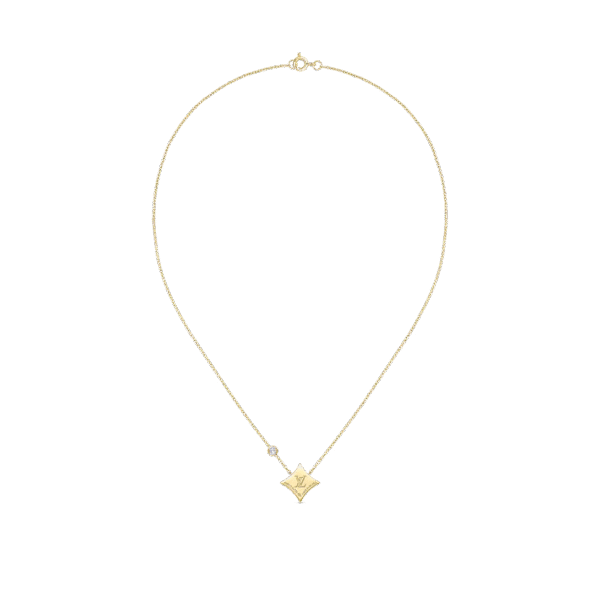 Color Blossom Bb Star Pendant, Yellow Gold, Onyx And Diamond