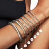 Classic Cable Bracelet Sterling Silver with 14K Yellow Gold and Peridot, 5mm