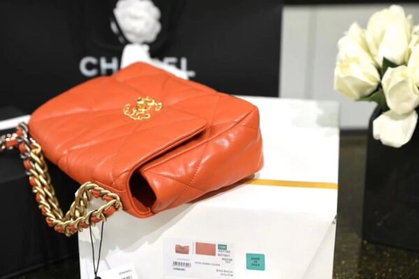 Chanel 19 Handbag 26cm Orange For Women AS1160