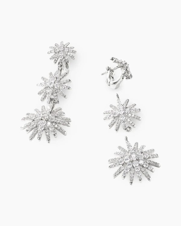 90362BD5-65F3-363C-F9D5-F9EDB2AB177F.jpg Starburst Triple Drop Earrings 18K White Gold with Diamonds, 51mm
