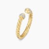 Cable Band Open Ring 18K Yellow Gold with Diamonds - 6
