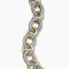 Oval Link Chain Bracelet Sterling Silver with 18K Yellow Gold - 19CM