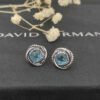 Infinity Stud Earrings Sterling Silver with Blue Topaz, 13mm