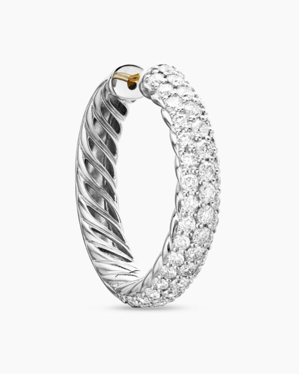 DY Mercer&reg; Hoop Earrings Sterling Silver with Diamonds, 25.4mm