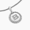 Initial Charm Necklace Sterling Silver with Diamond B