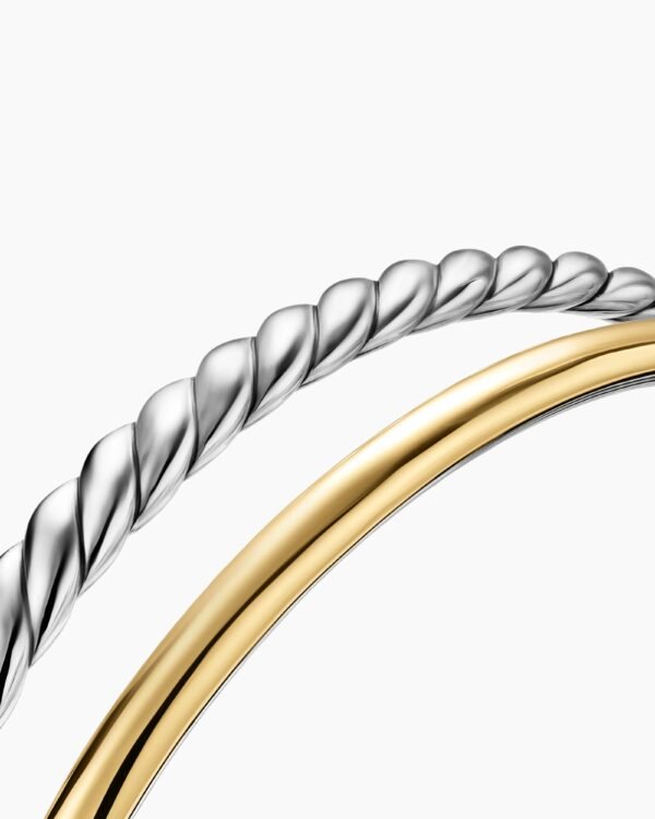 DY Mercer&reg; Two Row Cuff Bracelet Sterling Silver with 18K Yellow Gold, 11mm