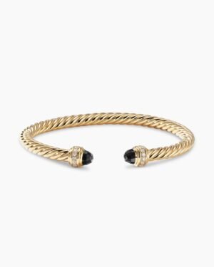 Classic Cablespira&reg; Bracelet 18K Yellow Gold with Black Onyx and Diamonds, 5mm
