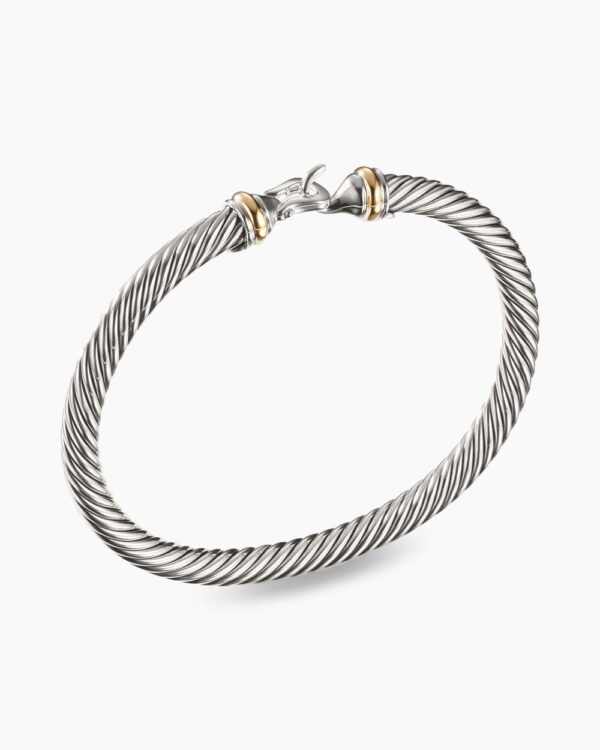 Buckle Classic Cable Bracelet Sterling Silver with 18K Yellow Gold, 5mm