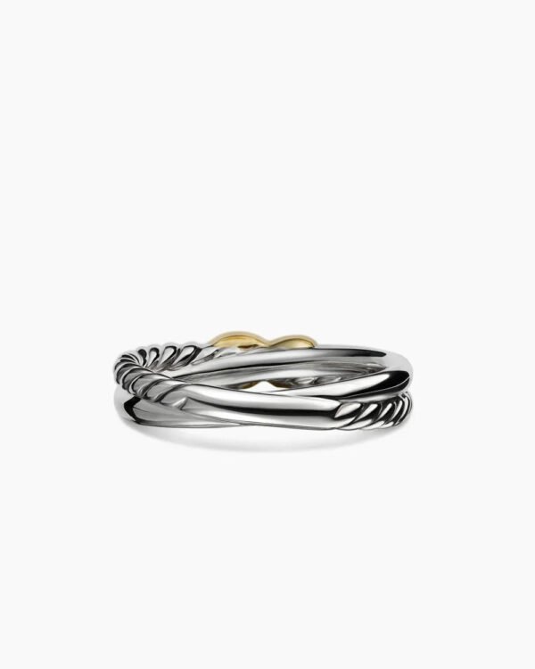 92452287-34EA-C632-24C1-A08EBAFF8800.jpg Petite X Ring Sterling Silver with 18K Yellow Gold - 6