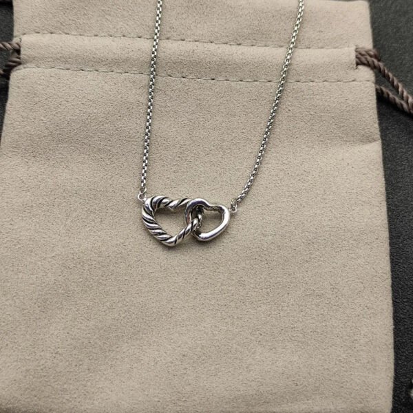 Cable Collectibles&reg; Interlocking Heart Necklace Sterling Silver, 16.4mm