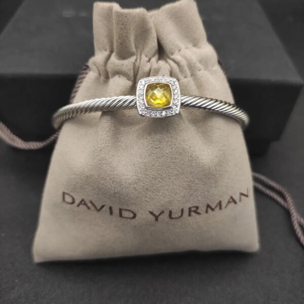 David Yurman  Sterling Silver Diamond And Citrine 4mm Noblesse Cable Bracelet