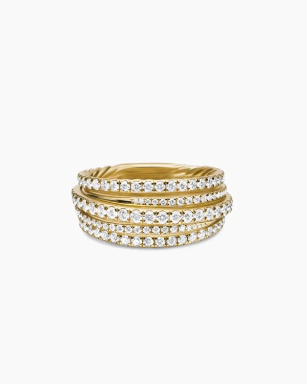 Pav&eacute; Crossover Ring 18K Yellow Gold with Diamonds - 6