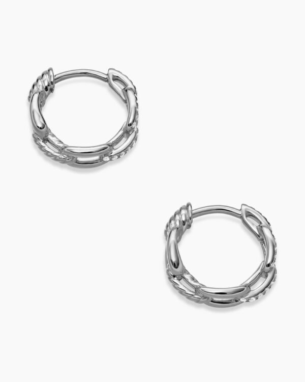 92D66DAF-66DE-B1D7-83CB-A74D906B5987.jpg Stax Chain Link Huggie Hoop Earrings 18K White Gold with Diamonds, 24mm
