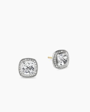 Albion&reg; Stud Earrings Sterling Silver with White Topaz and Diamonds, 7mm