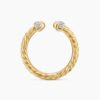 Cable Band Open Ring 18K Yellow Gold with Diamonds - 6
