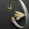7mm Cable Bracelet with Brown & Diamond Accents ??Gold Cap