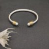 Classic Cable Bracelet Sterling Silver with Pearl and Diamonds, 5mm