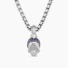 9525B4AC-1FAB-6484-8406-8C7790A6D09F.jpg Skull Amulet Full Pavé Purple Sapphires and 18K White Gold, 14mm