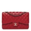 Caviar Quilted Jumbo Double Flap Red