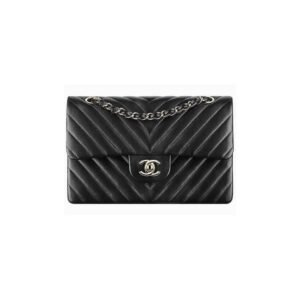 95F45B43-5C65-BFFE-A1CD-4AFB3DD5E100.jpg Chanel Classic Chevron Tweed Medium Flap Silver