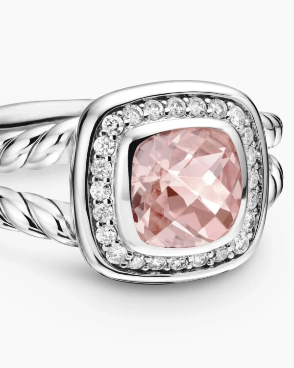 Petite Albion&reg; Ring Sterling Silver with Morganite and Diamonds - 6