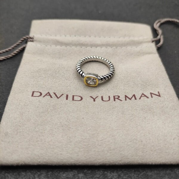 DY Mercer&reg;Stone Ring Sterling Silver with White crystal, 0.6cm - US 6