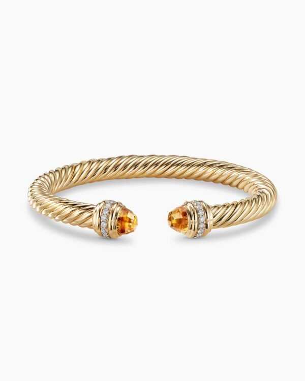 Classic Cablespira Bracelet 18K Yellow Gold with Citrine and Diamonds, 7mm