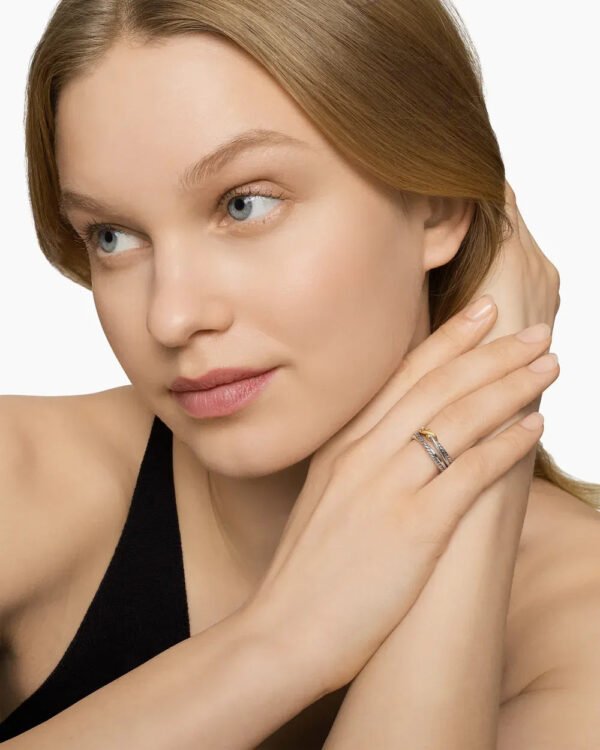 9780BFA0-F9D6-B9F6-6F77-57B2D011F5DD.jpg X Crossover Band Ring Sterling Silver with 18K Yellow Gold - 6