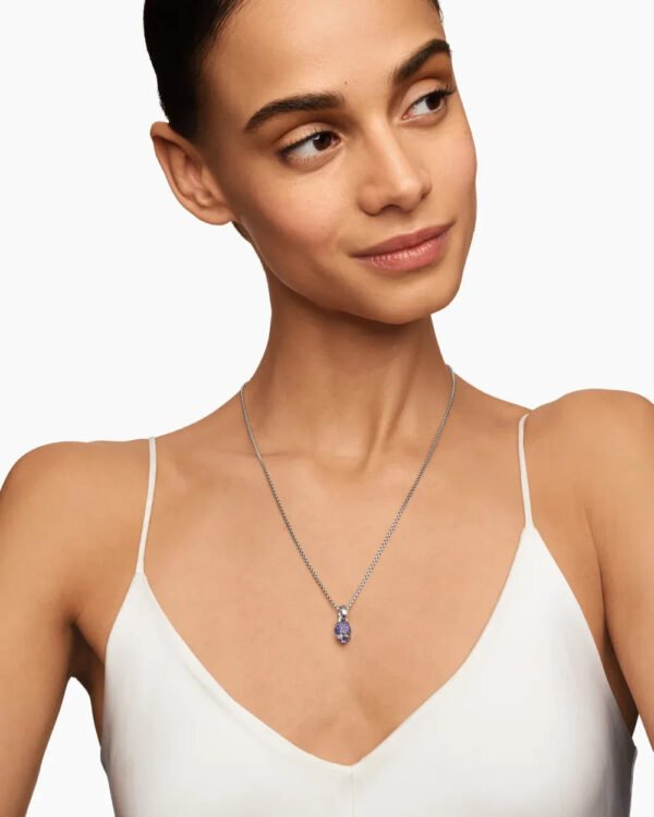 9814D9B4-5B87-5100-C54D-F0FFA0AD6B60.jpg Skull Amulet Full Pavé Purple Sapphires and 18K White Gold, 14mm