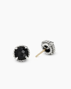 Petite Chatelaine&reg; Stud Earrings Sterling Silver with Black Onyx, 8mm