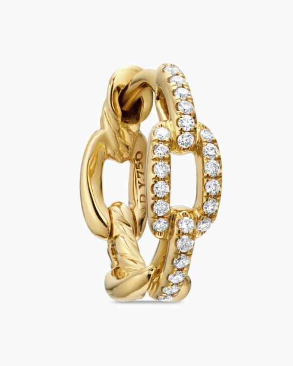 98AEE335-60DB-57BF-D242-50B7997FAEA4.jpg Stax Chain Link Huggie Hoop Earrings 18K Yellow Gold with Diamonds, 12.5mm