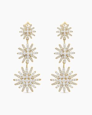 992B3B47-791E-144D-D33D-4D162A0EDAD6.jpg Starburst Triple Drop Earrings 18K Yellow Gold with Diamonds, 51mm