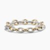 Oval Link Chain Bracelet Sterling Silver with 18K Yellow Gold, 12mm - 19cm